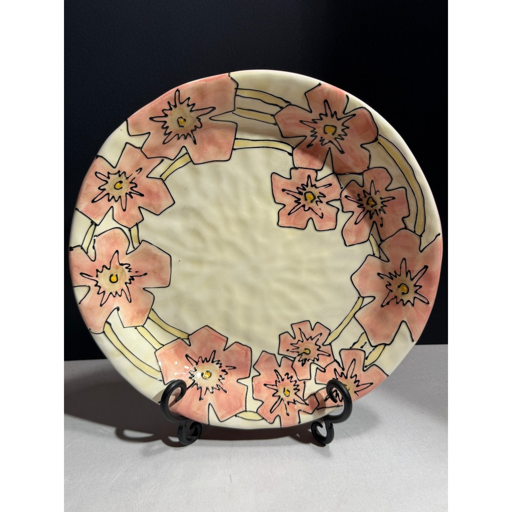 Tabletops Lifestyles Como Hand Painted Floral Dinner Plate Pink Cream Ceramic